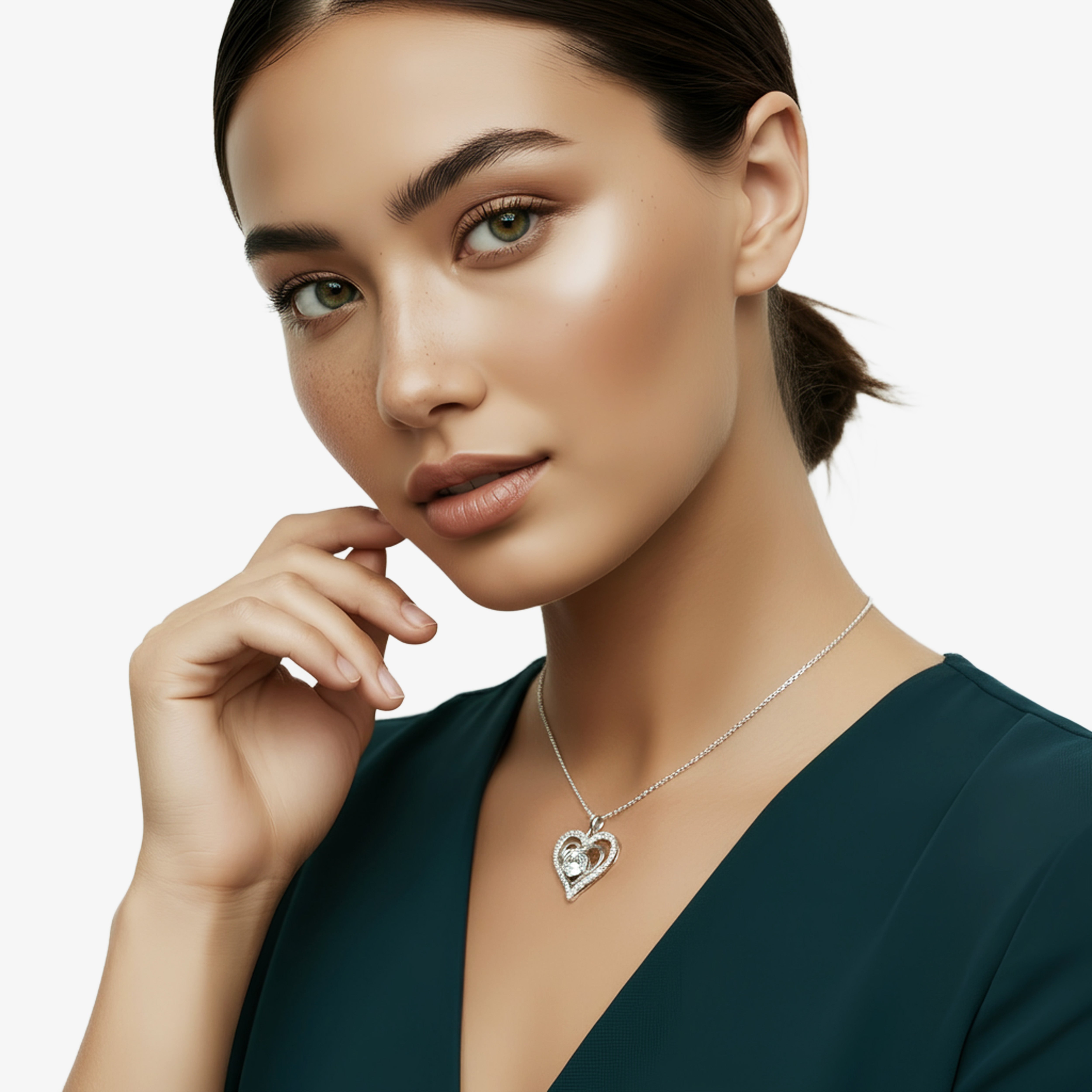 2ct moissanite heart pendant necklace in 925 sterling silver