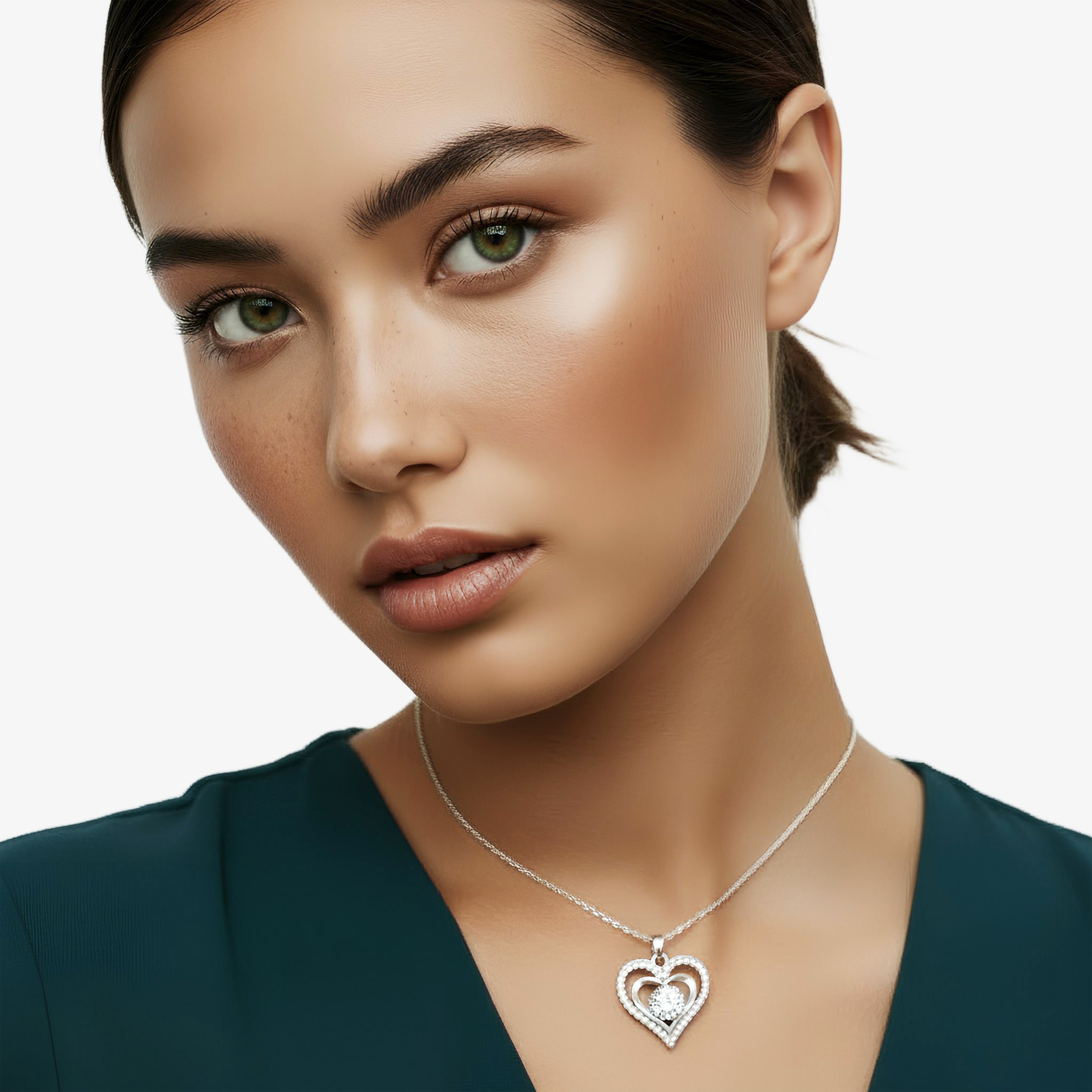 2ct moissanite heart pendant necklace in 925 sterling silver