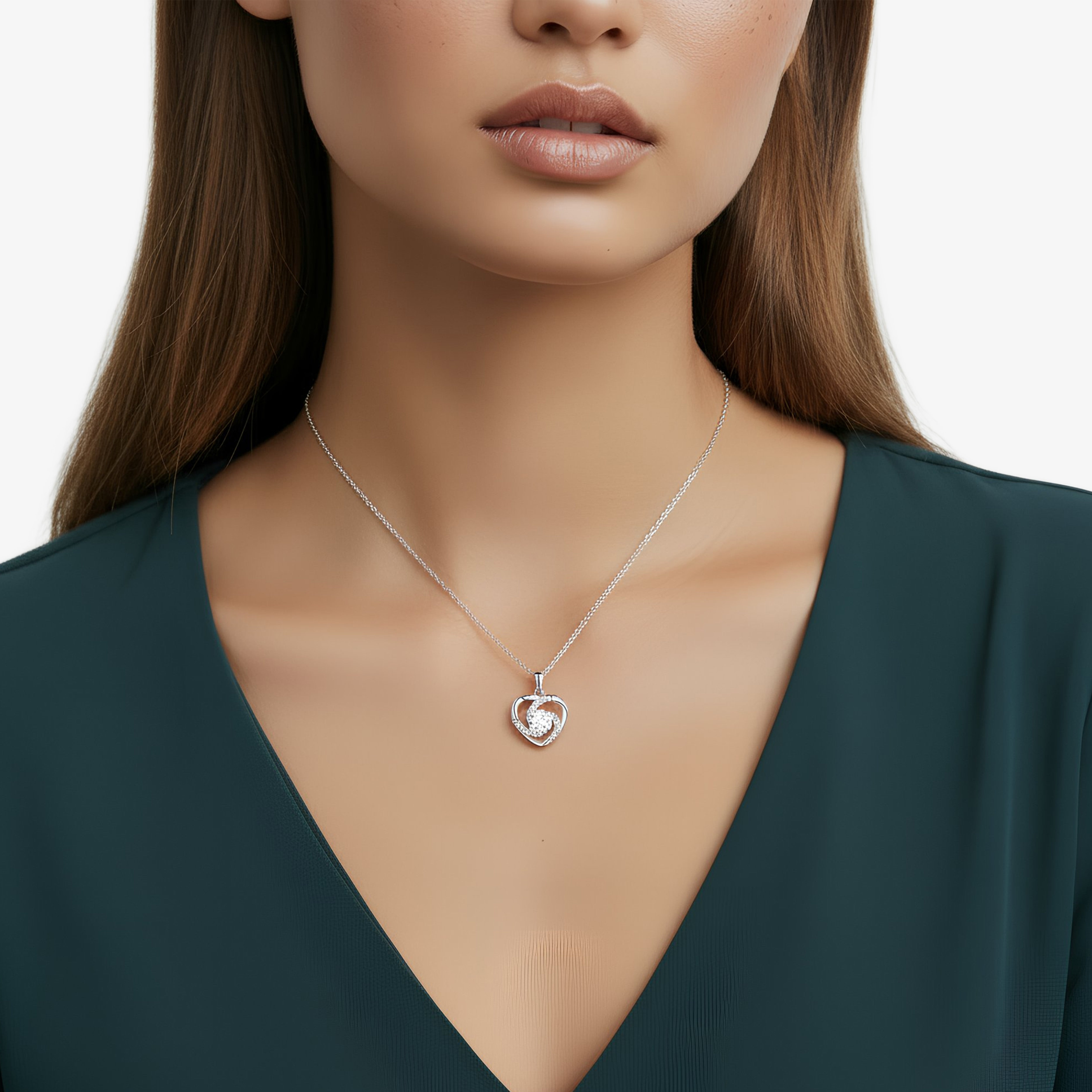 Heart pendant necklace: Eternally sparkling design