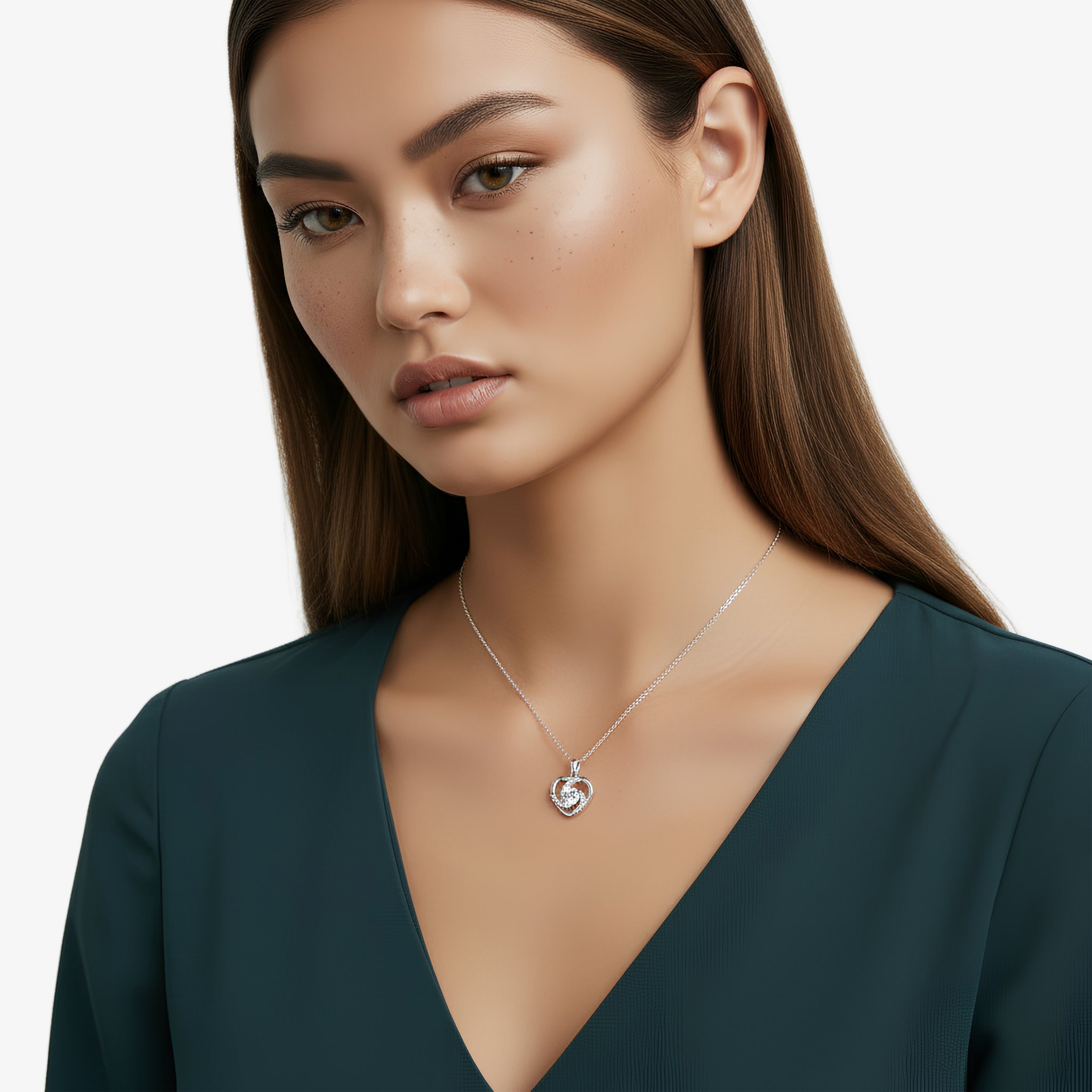 Heart pendant necklace: Eternally sparkling design