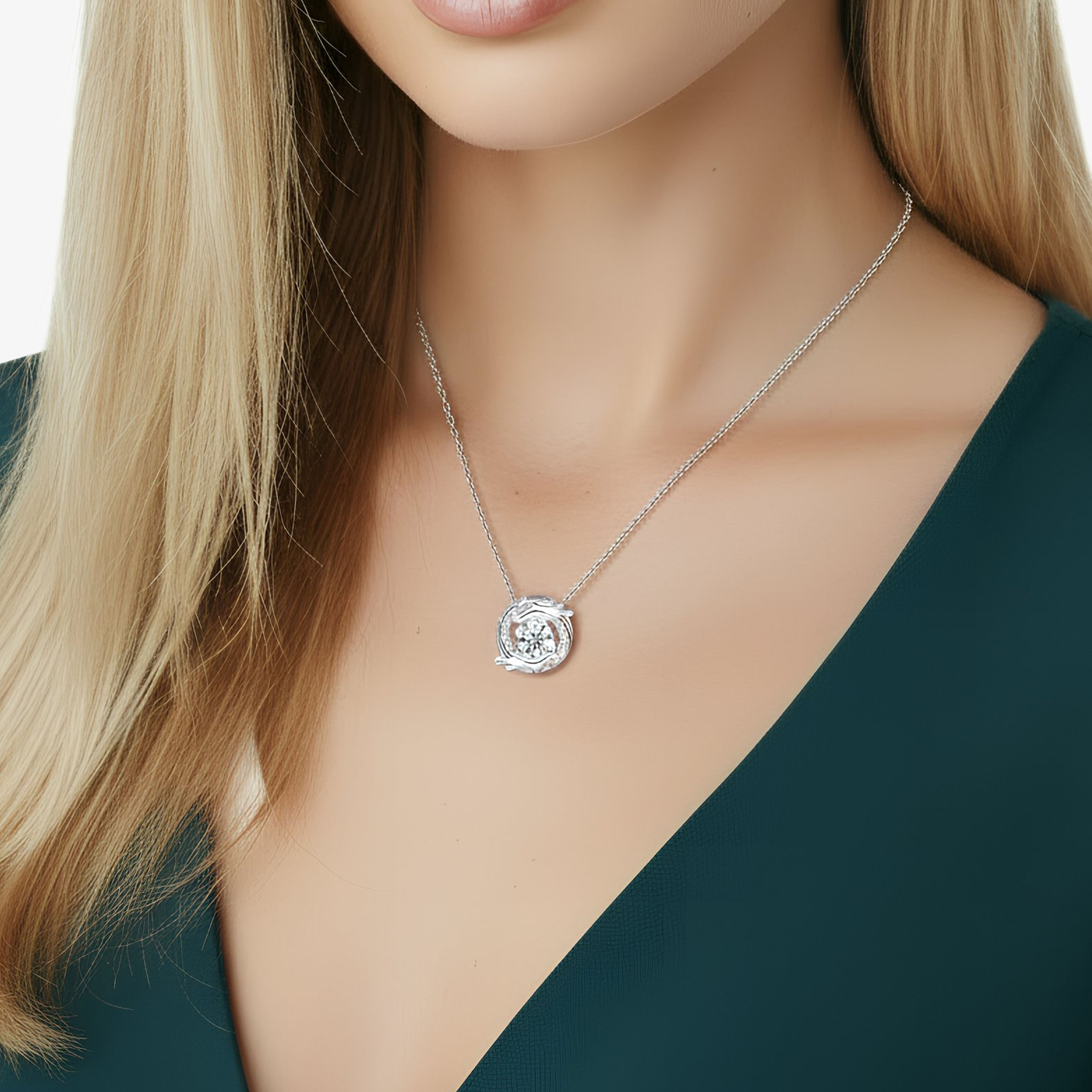 925 silver moissanite pendant necklace "Beating Heart"