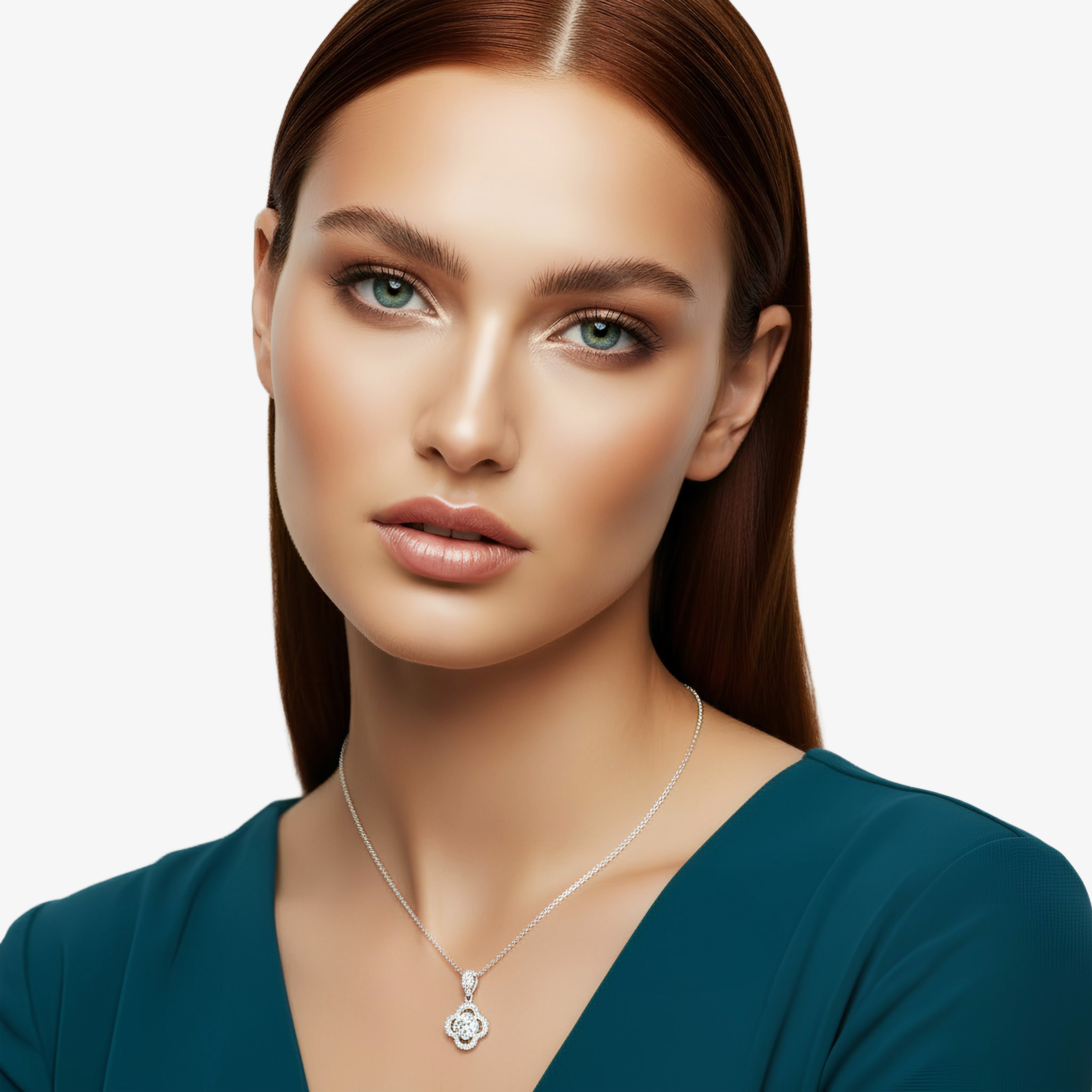 Lucky charm shamrock necklace in 925 sterling silver