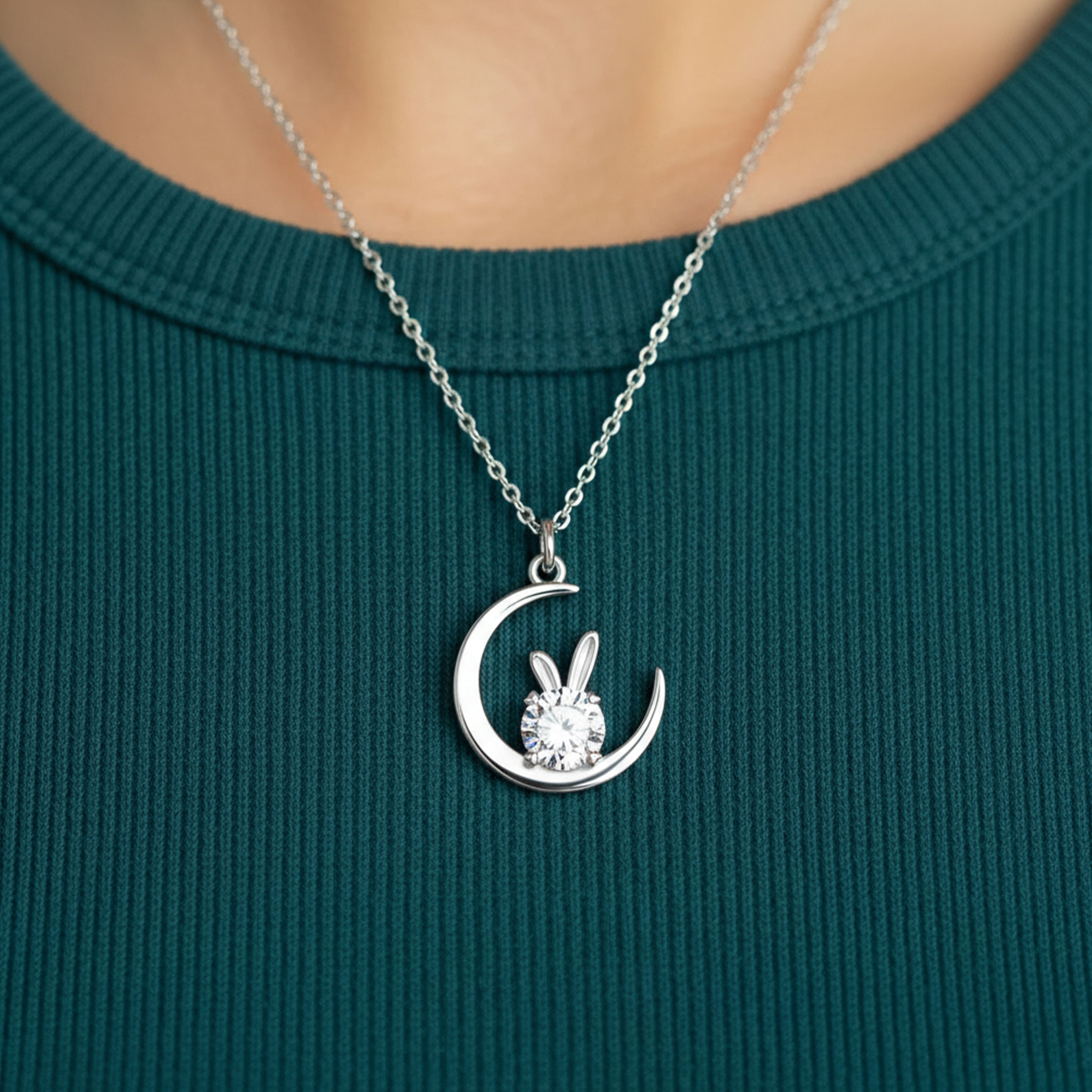 "Cute Rabbit" moissanite necklace
