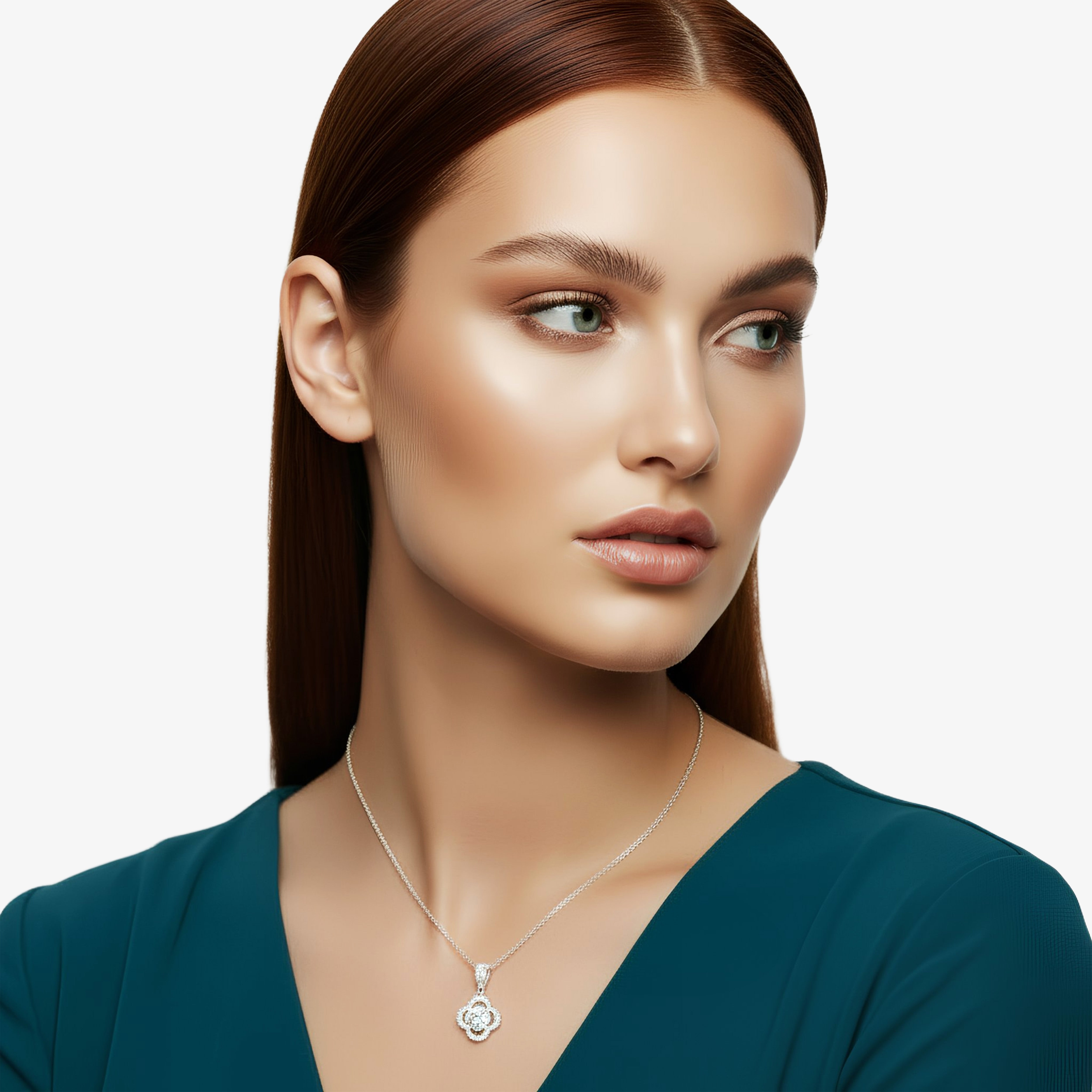 Lucky charm shamrock necklace in 925 sterling silver