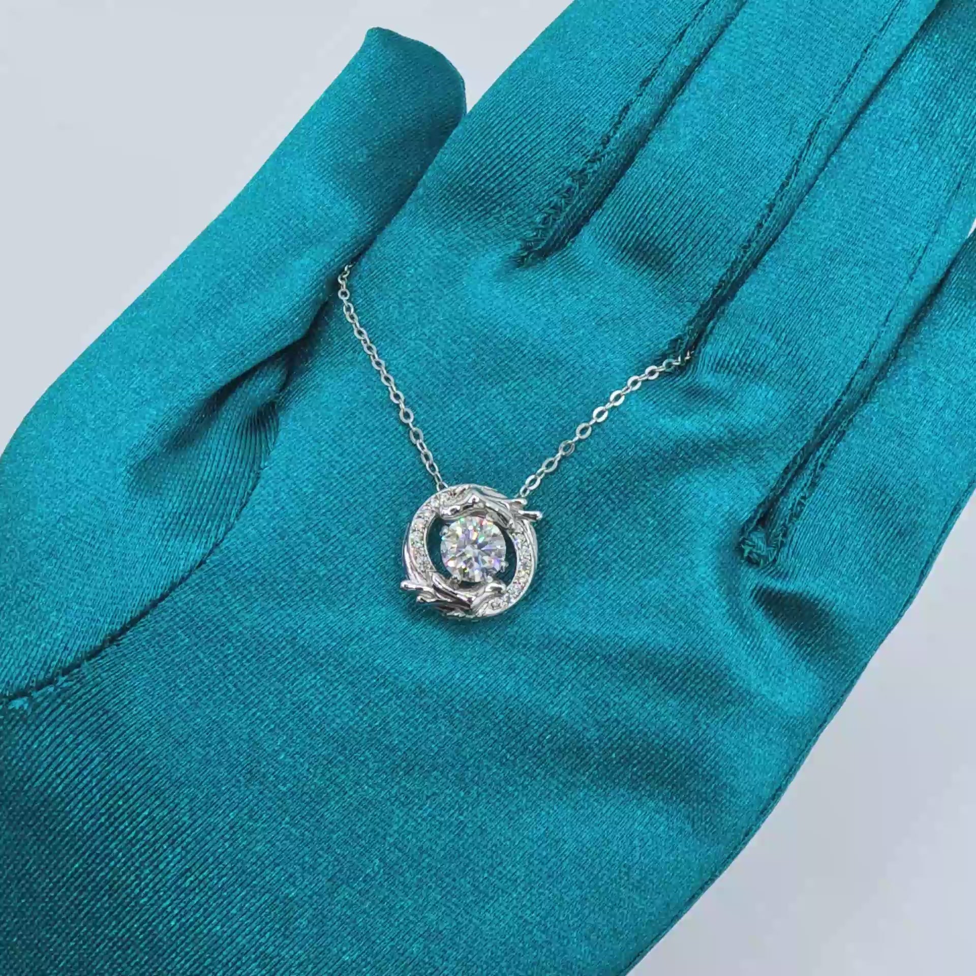 925 silver moissanite pendant necklace "Beating Heart"